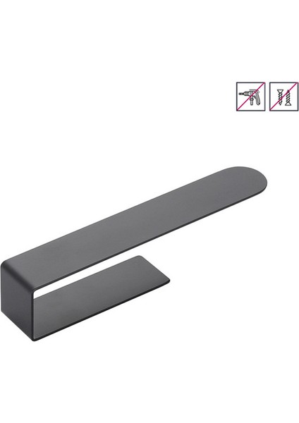 Kısa Siyah Stil Yumruk Olmayan Havlu Askılı Paslanmaz Çelik Mat Banyo Rafı Basit Banyo Havlu Askısı Yapıştırıcı Sabitleme (Yurt Dışından)