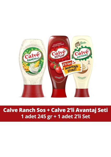 Ketçap Mayonez 2'li Set 1140 G + Calve Sos Ranch 245 G