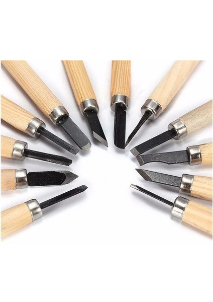 12 Parça Ahşap Oyma Hobi Heykel Set Ağaç Oyma Set Kalem Set Hobi Oyma Bıçakları