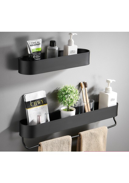 30CM Gümüş Çubuk Stili Siyah Banyo Rafı cm Mutfak Duvar Rafları Duş Sepeti Depolama Raf Havlu Askısı Bornoz Kanca Banyo Aksesuarları (Yurt Dışından) fırsatları