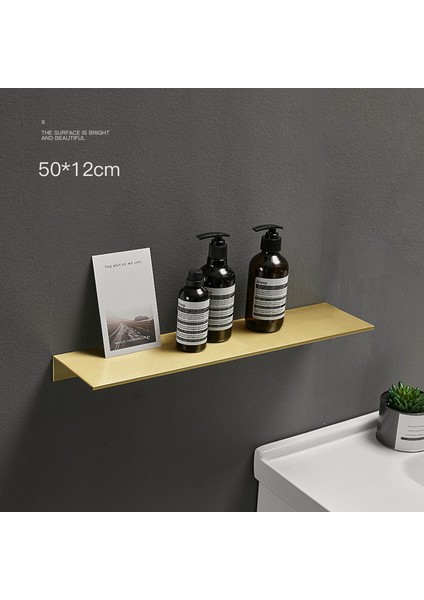 Fırçalanmış Altın 50CM Stili Fırçalanmış Altın Siyah Beyaz Alüminyum Banyo Şampuan Kozmetik Rafı Mutfak Duvara Monte Tuvalet Duş Depolama Rafı Aksesuarları (Yurt Dışından)