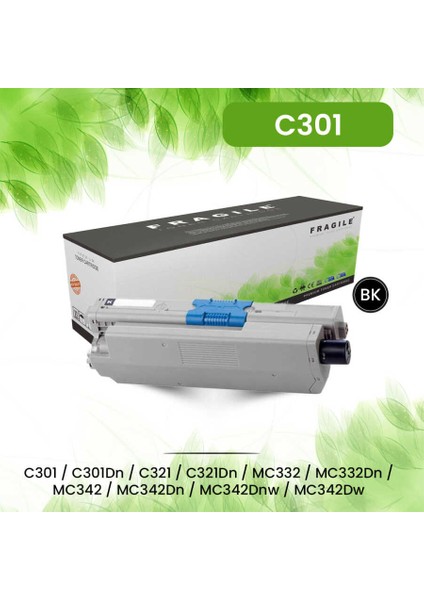 Muadil Siyah Toner C301 - 44973544 Uyumlu