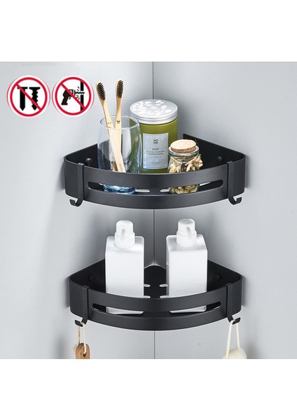B-Köşesi-2 Katlı Stil Üçgen Havlu Duş Depolama Rafı Siyah Köşe Raflar Duvara Monte Alüminyum Şampuan Tutucu Matkap Gerektirmeyen Banyo Rafı Organizatörü (Yurt Dışından) modelleri