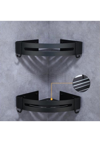 B-Köşesi-2 Katlı Stil Üçgen Havlu Duş Depolama Rafı Siyah Köşe Raflar Duvara Monte Alüminyum Şampuan Tutucu Matkap Gerektirmeyen Banyo Rafı Organizatörü (Yurt Dışından) fırsatları