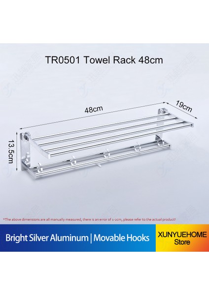 Tr-E-48 Parlak Stil Havlu Askılı Katlanabilir Tutacak Duş Askısı Parlak Gümüş Saklama Alüminyum Raf Banyo Aksesuarları (Yurt Dışından)