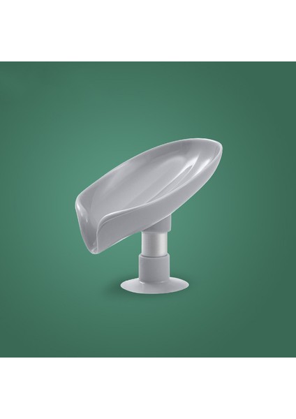 Gri Tarzı 1 Adet Banyo Sabun Kutusu Yaprak Tasarımlı Sabunluk Ücretsiz Delikli Emme Kupası Sabun Rafı (Yurt Dışından)