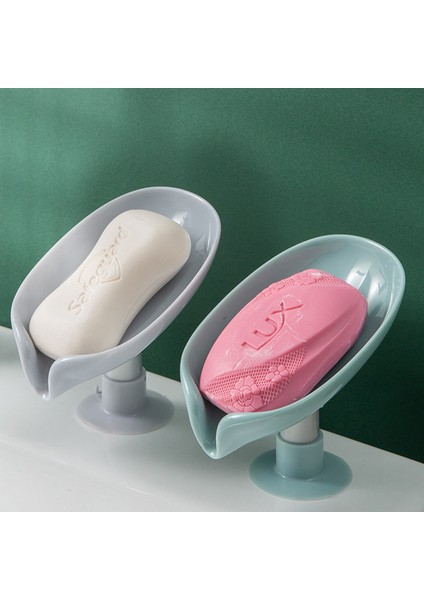 Gri Tarzı 1 Adet Banyo Sabun Kutusu Yaprak Tasarımlı Sabunluk Ücretsiz Delikli Emme Kupası Sabun Rafı (Yurt Dışından) modelleri