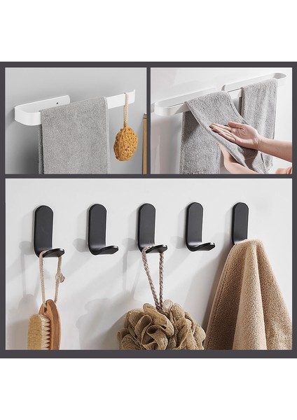 Siyah Kanca Stili Siyah Banyo Havlu Askısı Banyo Havlu Rafı Deliksiz Havlu Askı Rafı Havlu Tutucu Banyo Depolama Rafı EL65B (Yurt Dışından) indirimleri