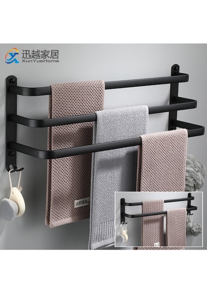 Tb-A-50-2l Stili Havlu Askısı Çoklu Çubuk Tutucu Banyo Aksesuarları Duvar Rayı Organizatör Kanca Askı Alüminyum Depolama Rafı Mat Siyah Shelf (Yurt Dışından) indirimleri