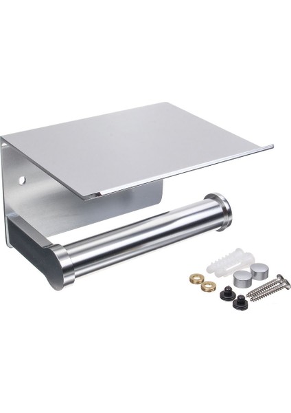 Gümüş Tarzı Banyo Tuvalet Havlu Kağıt Tutucu Telefon Tutucu Duvara Monte Wc Rulo Tutucu Kağıt Tutucu Raf Havlu Askısı Mendil Kutuları Siyah (Yurt Dışından)