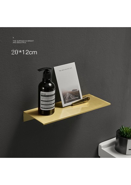 Fırçalanmış Altın 20CM Stili Fırçalanmış Altın Siyah Beyaz Alüminyum Banyo Şampuan Kozmetik Rafı Mutfak Duvara Monte Tuvalet Duş Depolama Rafı Aksesuarları (Yurt Dışından)