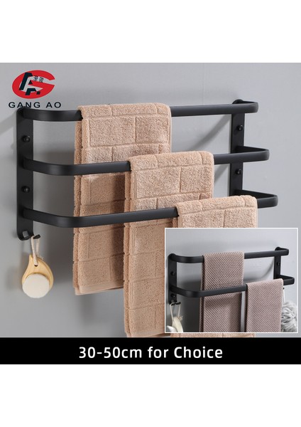 Tek 50CM Tarzı Duvara Monte Havlu Askısı Siyah Havlu Rafı Banyo Alüminyum Siyah Havlu Tutucu Mat Siyah Havlu Asılır Yapıştırıcı ile (Yurt Dışından) modelleri