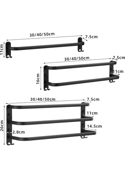 Tek 50CM Tarzı Duvara Monte Havlu Askısı Siyah Havlu Rafı Banyo Alüminyum Siyah Havlu Tutucu Mat Siyah Havlu Asılır Yapıştırıcı ile (Yurt Dışından) fırsatları