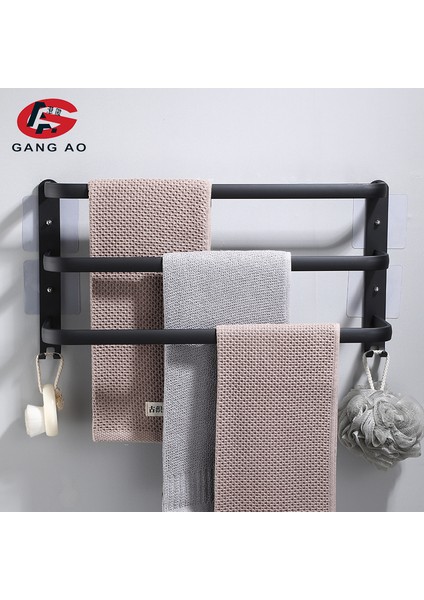 Tek 50CM Tarzı Duvara Monte Havlu Askısı Siyah Havlu Rafı Banyo Alüminyum Siyah Havlu Tutucu Mat Siyah Havlu Asılır Yapıştırıcı ile (Yurt Dışından) indirimleri