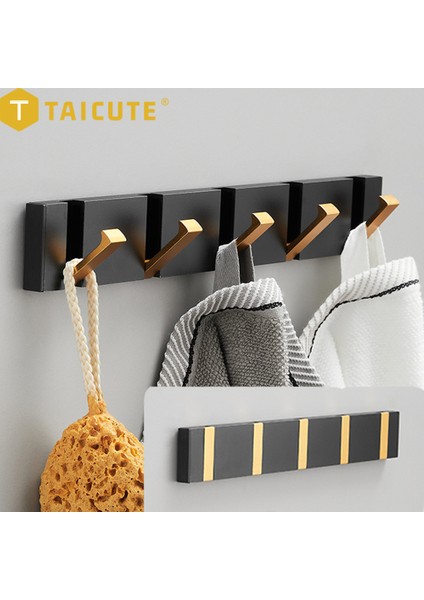 Siyah Altın 4 Kanca Stili Taıcute Katlanabilir Havlu Askısı 2 Yönlü Montaj Duvar Kanca Ceket Kıyafet Tutucu Banyo Mutfak Yatak Odası Koridor Siyah Altın (Yurt Dışından) fırsatları