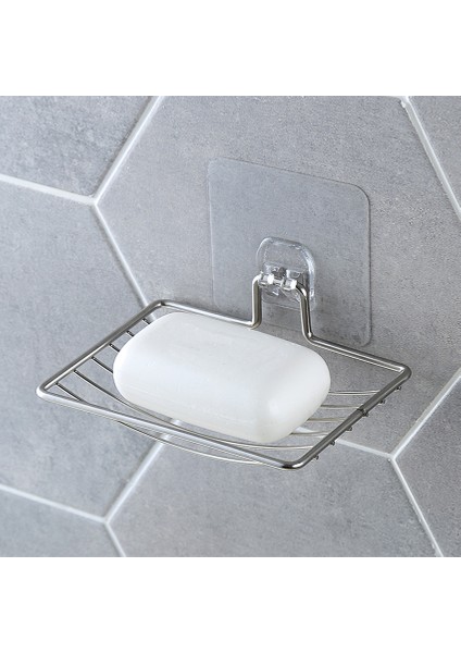 Gümüş Banyo Elek Vantuzlu Sabunluk Kupası Kutusu Sabun Saklama Duş Tepsisi Banyo Aksesuarları (Yurt Dışından)