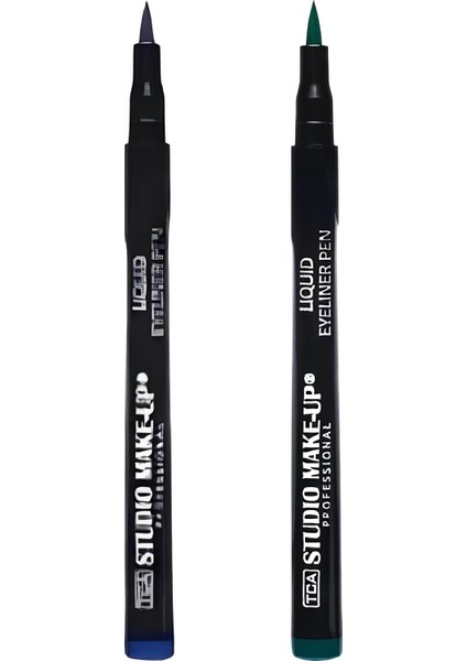 2'li Keçeli Uçlu Eyeliner Göz Kalemi Seti Lacivert - Yeşil