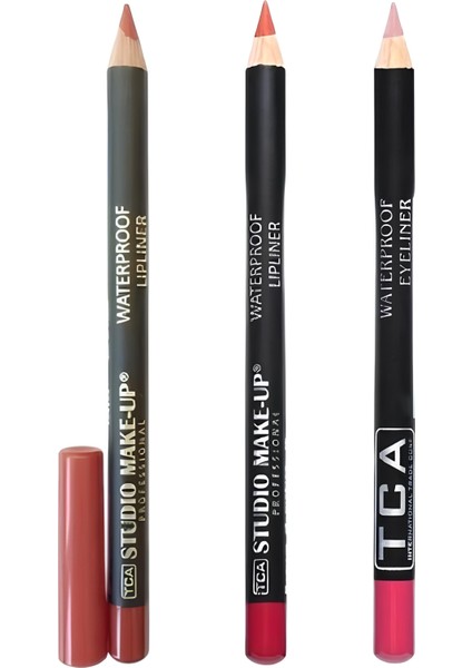 3 Farklı Renk Waterproof Lipliner Dudak Kalemi