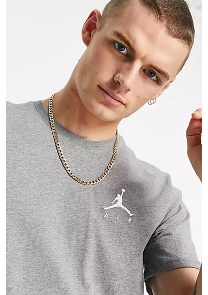 Jordan Jumpman Air Unisex Gray Tee Jordan Nakış Logolu Tişört Gri