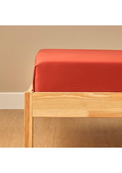 Supreme Basic Tek Kişilik Pamuk Saten Düz Çarşaf Kiremit (160X240 Cm)