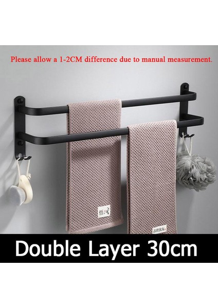 Çift Katmanlar 30CM Stili Alüminyum 3 Katmanlı Havlu Askılığı Duvara Monteli cm Havlu Askısı Banyo Havlu Rafı Mat Siyah Havlu Tutucu (Yurt Dışından)