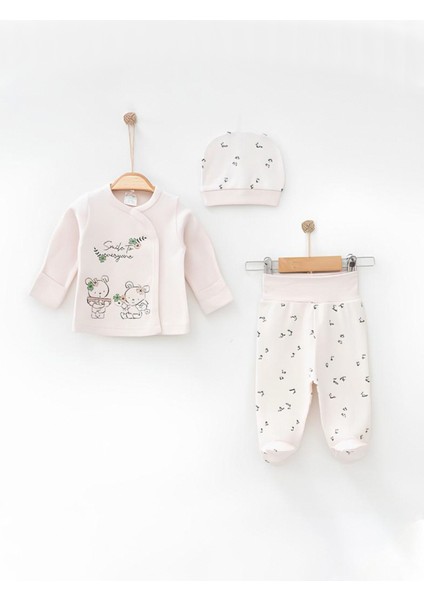Kız Bebek %100 Pamuklu Uzun Kollu 3'lü Set 0-3 Ay