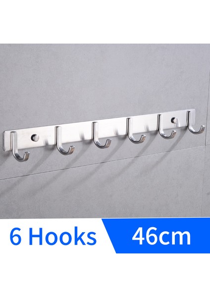 6 Kanca Stili Gömme Kanca Paslanmaz Çelik Banyo Kanca Havlular Anahtar Çanta Şapka Giysi Mont Kanca Duvara Monte Kapı Askı Dekoratif Asma Raf (Yurt Dışından)