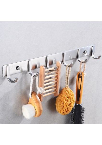 6 Kanca Stili Gömme Kanca Paslanmaz Çelik Banyo Kanca Havlular Anahtar Çanta Şapka Giysi Mont Kanca Duvara Monte Kapı Askı Dekoratif Asma Raf (Yurt Dışından) modelleri