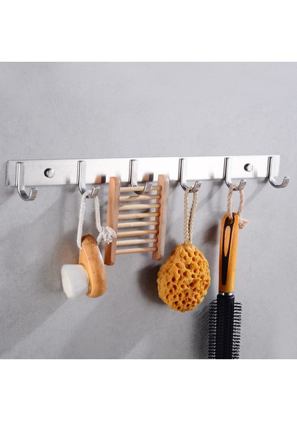 6 Kanca Stili Gömme Kanca Paslanmaz Çelik Banyo Kanca Havlular Anahtar Çanta Şapka Giysi Mont Kanca Duvara Monte Kapı Askı Dekoratif Asma Raf (Yurt Dışından) indirimleri