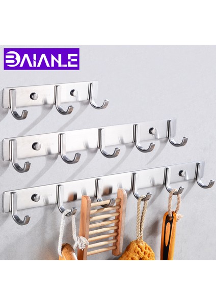 5 Kanca Stili Gömme Kanca Paslanmaz Çelik Banyo Kanca Havlular Anahtar Çanta Şapka Giysi Mont Kanca Duvara Monte Kapı Askı Dekoratif Asma Raf (Yurt Dışından) fiyatları