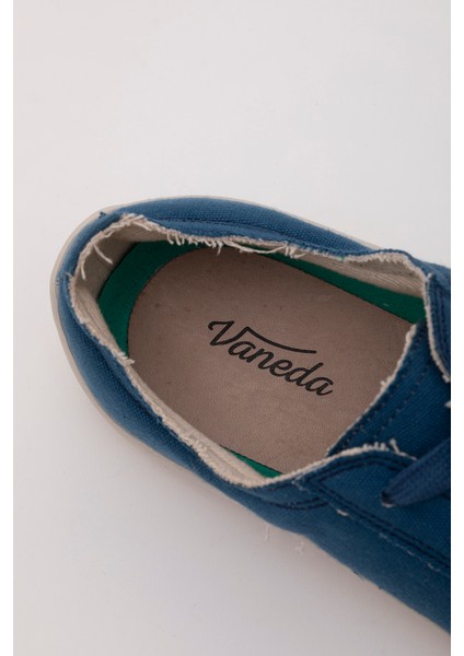 1383 V-Barefoot Comfort Keten Erkek Ayakkabı Indıgo Mavı
