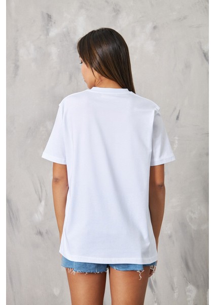 Disko Topu Tasarım Baskılı Beyaz Kadın T-Shirt fiyatları