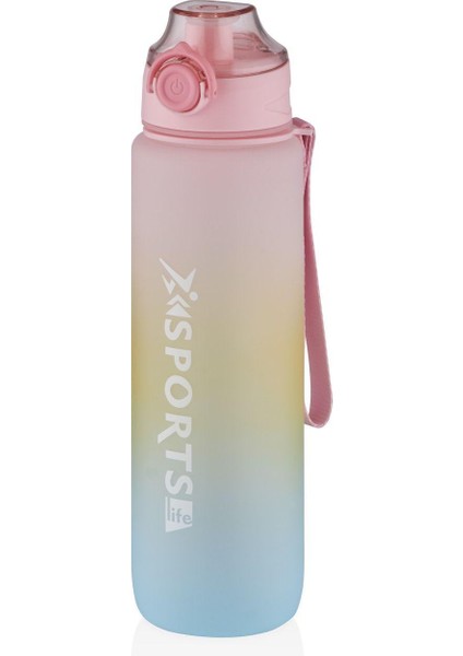 1 Liitre Rahat Içim -Pipetsiz-Sports Life Motivasyon Su Matarası Sticker Hediyeli Vgn 2106