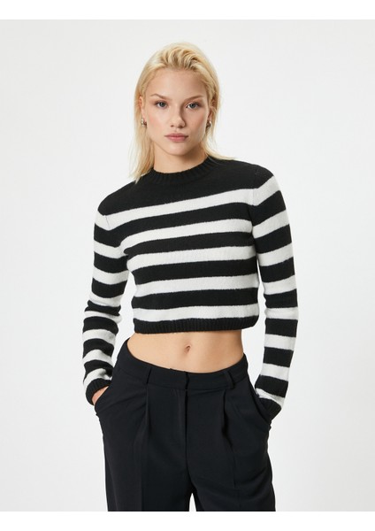 Crop Triko Kazak Hafif Dik Yaka Yumuşak Dokulu modelleri