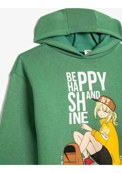 Kapşonlu Sweatshirt Anime Baskılı Uzun Kollu modelleri