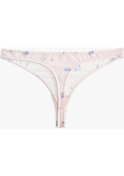 Çiçekli String Külot Tül Standart Bel