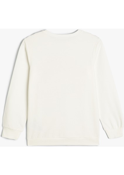 Sweatshirt California Baskılı Simli Uzun Kollu Bisiklet Yaka Pamuklu fiyatları