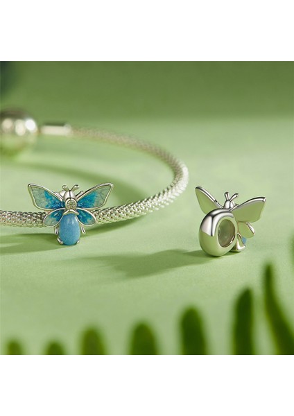Pendant Charm Açık Radyant Mavi Arı Kadınlar Için Karşılaştırılmış Farklı Bileklikler ve Kolye 925 Gümüş (Yurt Dışından)