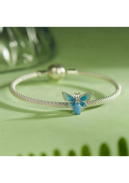Pendant Charm Açık Radyant Mavi Arı Kadınlar Için Karşılaştırılmış Farklı Bileklikler ve Kolye 925 Gümüş (Yurt Dışından)