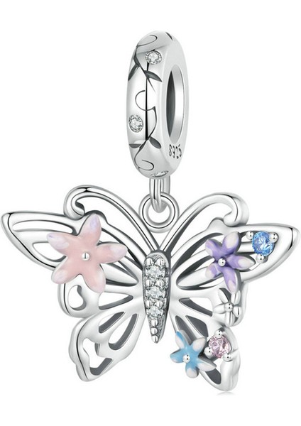 Pendant Charm Çiçek Kelebek Kadınlar Için Karşılaştırılmış Farklı Bileklikler ve Kolye 925 Gümüş (Yurt Dışından)