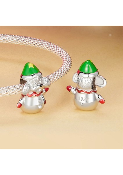 Pendant Charm Noel Snowman Puppy Kadınlar Için Karşılaştırılmış Farklı Bileklikler ve Kolye 925 Gümüş (Yurt Dışından)