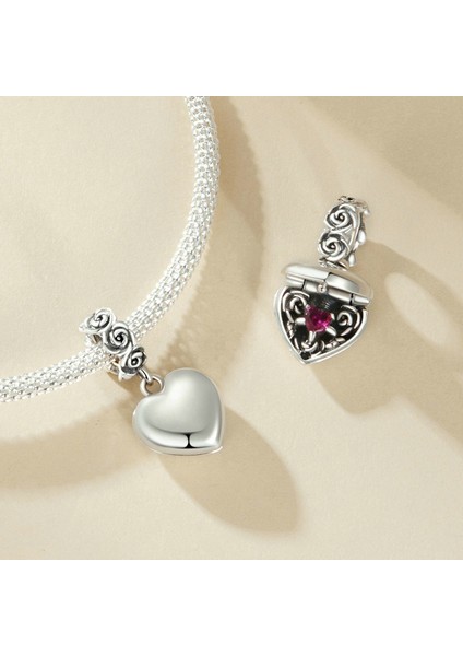 Pendant Charm Romantik Rose Proposal Box Kadınlar Için Karşılaştırılmış Farklı Bileklikler ve Kolye 925 Gümüş (Yurt Dışından)