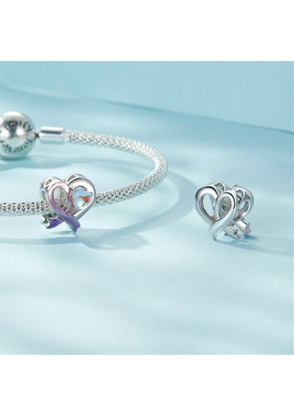 Pendant Charm Pembe Ribbon Kadınlar Için Karşılaştırılmış Farklı Bileklikler ve Kolye 925 Gümüş (Yurt Dışından)