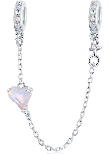 Pendant Charm Pembe Kalp Silikon Güvenlik Zinciri Kadınlar Için Karşılaştırılmış Farklı Bileklikler ve Kolye 925 Gümüş (Yurt Dışından)