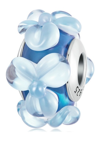 Pendant Charm Blue Flower Murano Bead Kadınlar Için Karşılaştırılmış Farklı Bileklikler ve Kolye 925 Gümüş (Yurt Dışından)