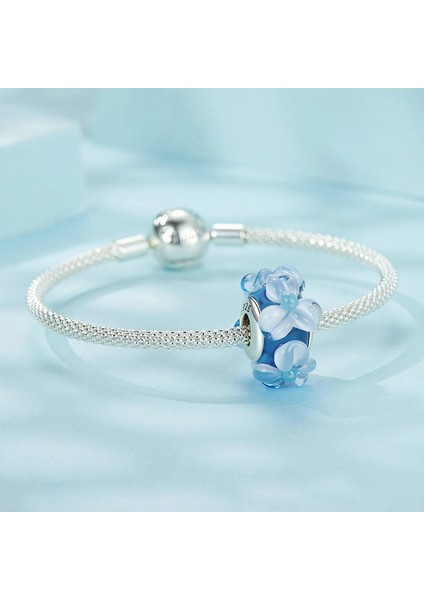 Pendant Charm Blue Flower Murano Bead Kadınlar Için Karşılaştırılmış Farklı Bileklikler ve Kolye 925 Gümüş (Yurt Dışından) modelleri