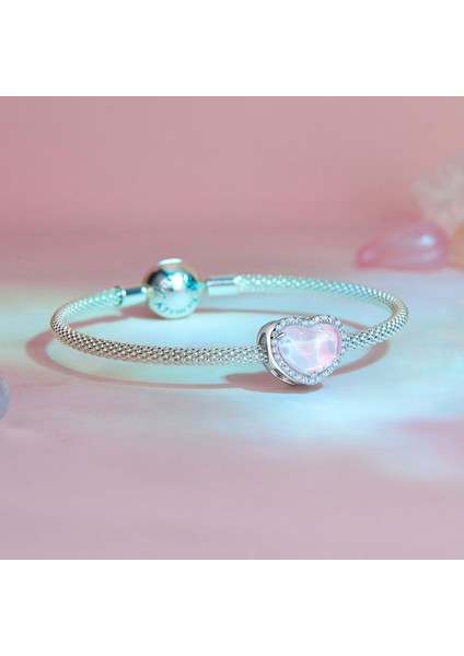 Pendant Charm Pembe Kalp Kadınlar Için Karşılaştırılmış Farklı Bileklikler ve Kolye 925 Gümüş (Yurt Dışından)