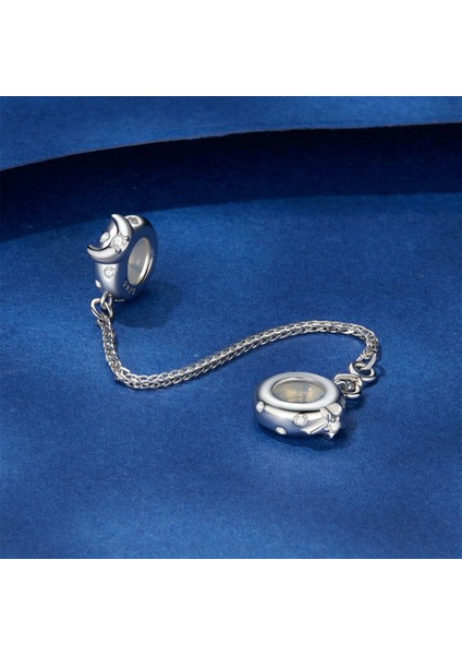 Pendant Charm Star And Moon Safety Chain Kadınlar Için Karşılaştırılmış Farklı Bileklikler ve Kolye 925 Gümüş (Yurt Dışından)