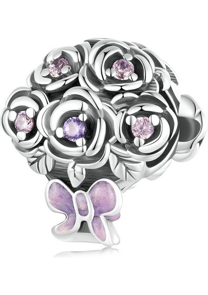 Pendant Charm Rose Bouquet Kadınlar Için Karşılaştırılmış Farklı Bileklikler ve Kolye 925 Gümüş (Yurt Dışından)