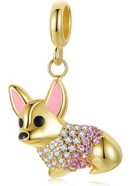 Pendant Charm Cute Corgi Pendant Kadınlar Için Karşılaştırılmış Farklı Bileklikler ve Kolye 925 Gümüş (Yurt Dışından)